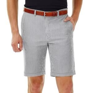 GUC Haggar Gray/White Pinstripe Flat Front Shorts. Size W34.